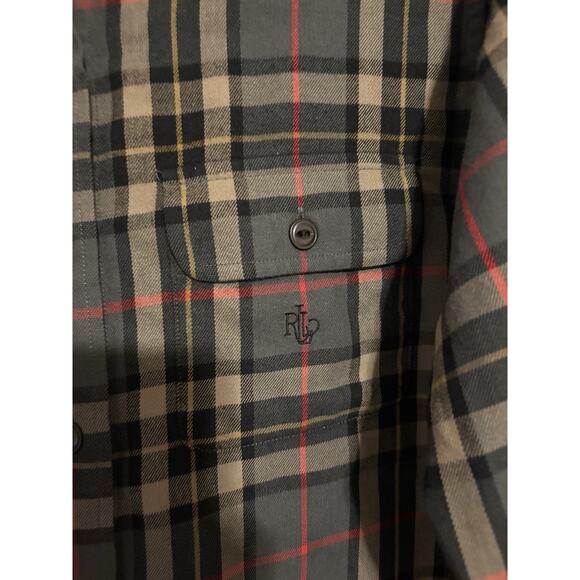Ralph Lauren LRL Button Up Shirt Medium Petite Green Plaid Check - Picture 4 of 8